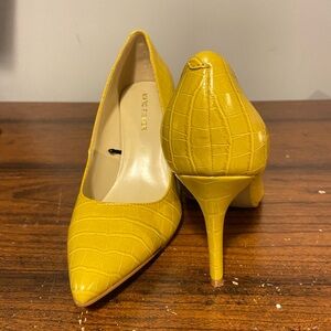 Marc Fisher Yellow Croc-Embossed Heels